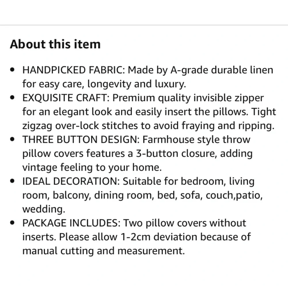 Luxury Home | Rustic Farmhouse Tan Triple Button Faux Linen Throw Pillow Covers